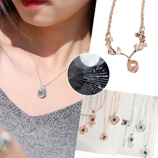 pendant necklaces 100 languages projection i love you heart necklace creative neck chains luxury colar jewelry gift for valentine's day, Silver
pendant necklaces 100 languages projection i love you heart necklace creative neck chains luxury colar jewelry gift for valentine's day, Silver