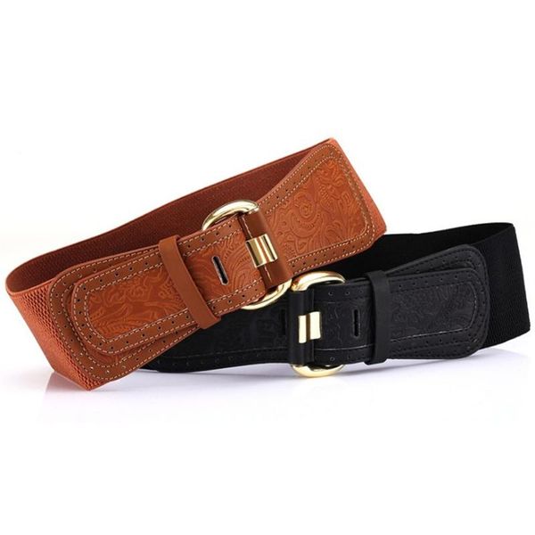 belts 2021 fashion personality corset for women buckle 7.5cm width elastic dress wild, Black;brown 
belts 2021 fashion personality corset for women buckle 7.5cm width elastic dress wild, Black;brown