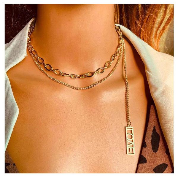 chokers punk multi-layered miami chain necklace for women 2021 trend gold letter pendant necklaces jewelry gifts the year, Golden;silver
chokers punk multi-layered miami chain necklace for women 2021 trend gold letter pendant necklaces jewelry gifts the year, Golden;silver