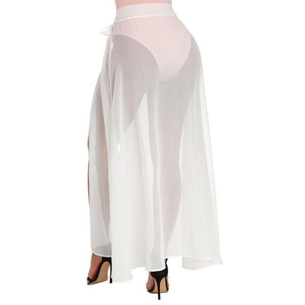 summer women's dress tulle high waist chic lace up split beach skirt 
summer women's dress tulle high waist chic lace up split beach skirt