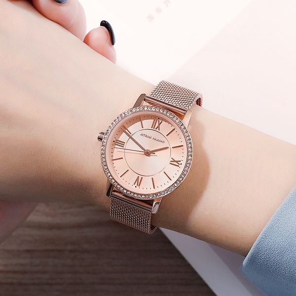luxury rhinestone women's watches rose gold roman style ladies watch stainless steel waterproof fashion quartz wristwatch clock, Slivery;brown
luxury rhinestone women's watches rose gold roman style ladies watch stainless steel waterproof fashion quartz wristwatch clock, Slivery;brown