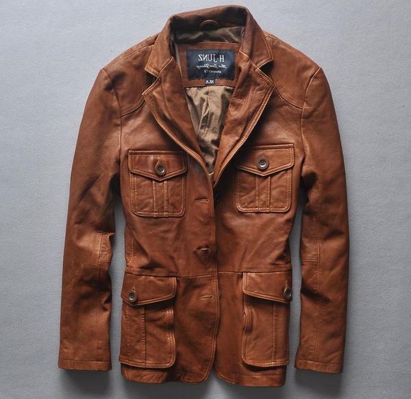 men's leather & faux slim fit italy vintage jacket four pockets suit coat men brown m-xxl, Black
men's leather & faux slim fit italy vintage jacket four pockets suit coat men brown m-xxl, Black