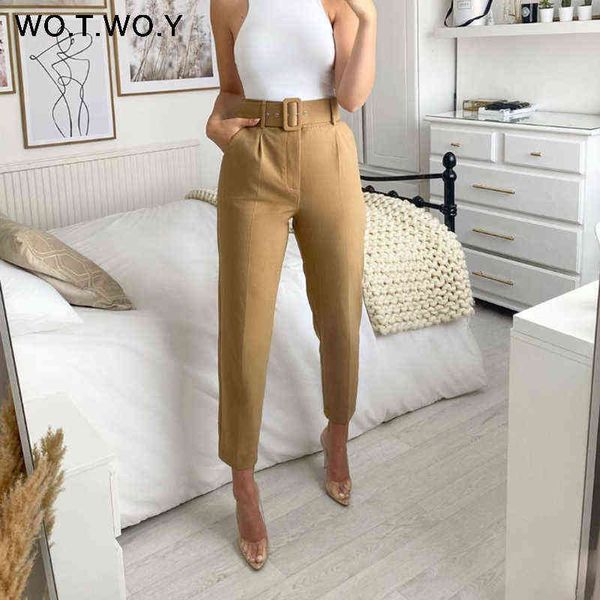 wotwoy elegant formal high waist pants women skinny office lady pencil pockets sashes ankle-length trousers 211124, Black;white
wotwoy elegant formal high waist pants women skinny office lady pencil pockets sashes ankle-length trousers 211124, Black;white