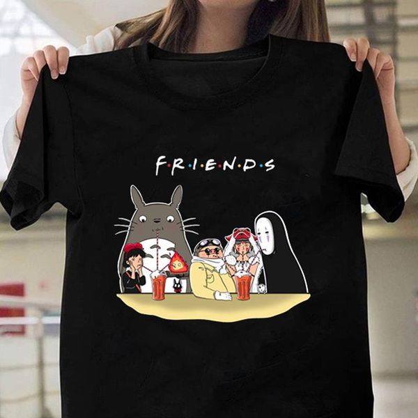 100% cotton t-shirt friends ghibli totoro men tshirts oversized tshirt short sleeve shirt clothes cartoon tees female, Black 
100% cotton t-shirt friends ghibli totoro men tshirts oversized tshirt short sleeve shirt clothes cartoon tees female, Black