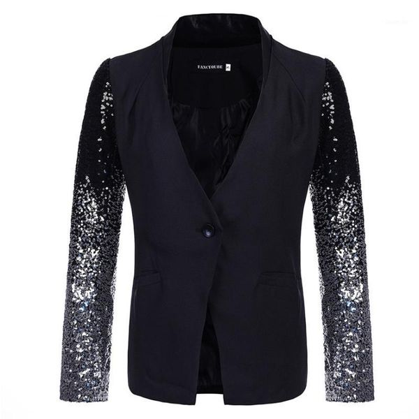 female jacket suit spring autumn 2019 fashion women's sequins splice cuffs blazer elegant slim blazer vintage basic jacket1, Black;brown
female jacket suit spring autumn 2019 fashion women's sequins splice cuffs blazer elegant slim blazer vintage basic jacket1, Black;brown