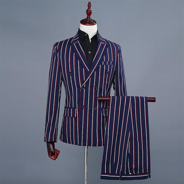 men's suits & blazers 2021 fashion color striped double-breasted suit two-piece dress costume business casual, White;black
men's suits & blazers 2021 fashion color striped double-breasted suit two-piece dress costume business casual, White;black