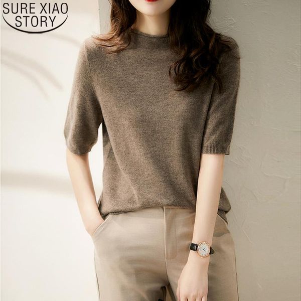 women's blouses & shirts solid loose half-turtleneck knitted women clothing 2021 casual summer fashion korean clothes 13777, White
women's blouses & shirts solid loose half-turtleneck knitted women clothing 2021 casual summer fashion korean clothes 13777, White