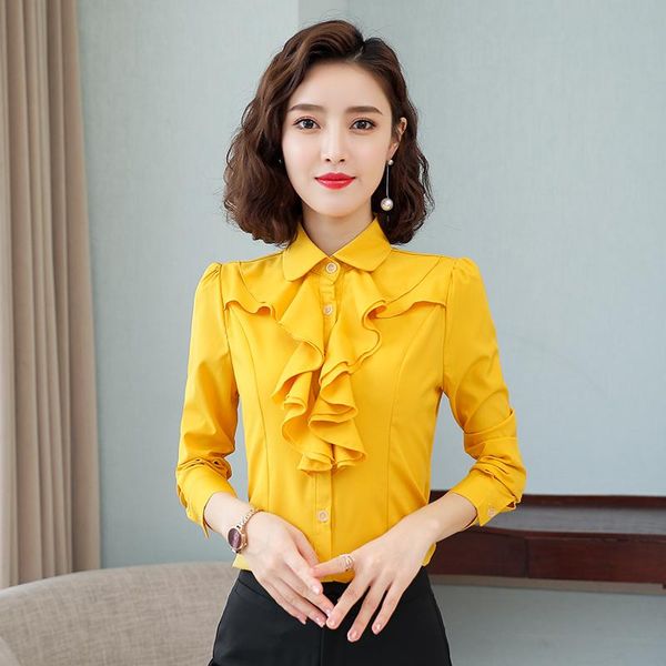 women's blouses & shirts fashion women autumn yellow shirt long sleeve casual ruffles neck chiffon office ladies business print work, White
women's blouses & shirts fashion women autumn yellow shirt long sleeve casual ruffles neck chiffon office ladies business print work, White