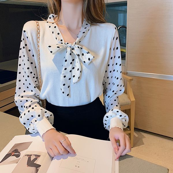 2021 new polka dot chiffon bowknot tied up blouses female elegant lantern sleeve casual shirts for women autumn 5nzo, White
2021 new polka dot chiffon bowknot tied up blouses female elegant lantern sleeve casual shirts for women autumn 5nzo, White