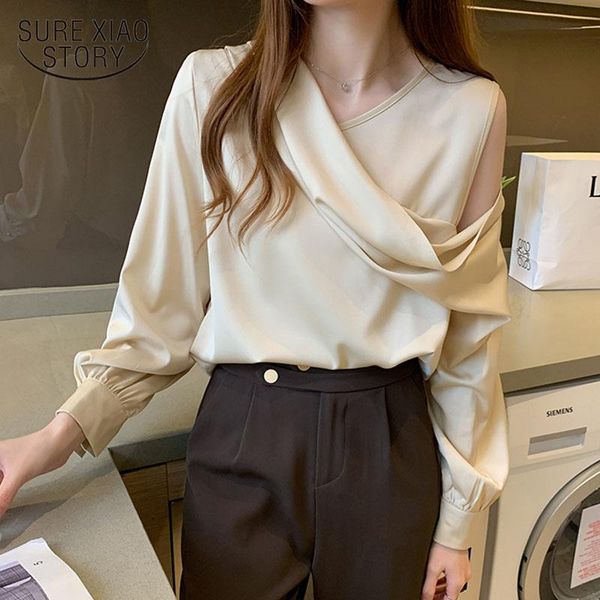 2021 autumn elegant satin blouse women off-shoulder long sleeve v-neck slim chiffon blouse solid chemisier femme 11202, White
2021 autumn elegant satin blouse women off-shoulder long sleeve v-neck slim chiffon blouse solid chemisier femme 11202, White