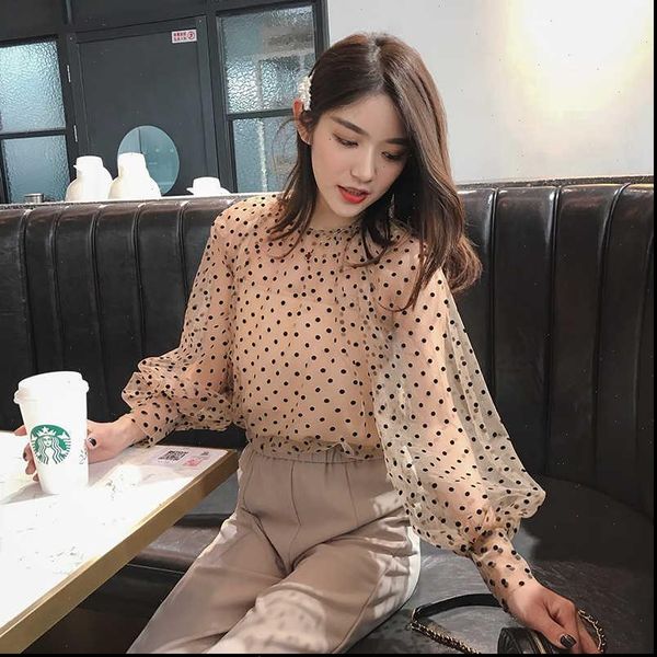 girls dot mesh blouses shirts tees female o neck full lantern sleeve fairy blouses for women fl913, White
girls dot mesh blouses shirts tees female o neck full lantern sleeve fairy blouses for women fl913, White