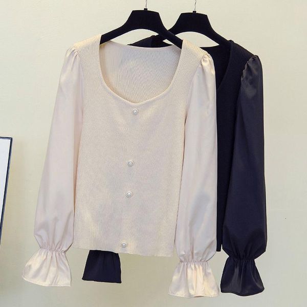 plus size t-shirt nkandby square collar sweaters autumn winter women large knitted jumpers patchwork ruffles puff sleeve oversize, Black
plus size t-shirt nkandby square collar sweaters autumn winter women large knitted jumpers patchwork ruffles puff sleeve oversize, Black