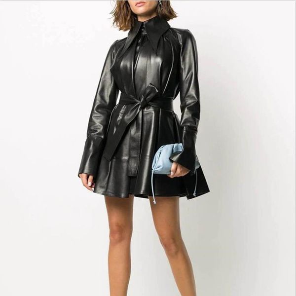 2021 new autumn runway designers women fashion vintage long sleeve black pu leather mini female kn41, Black;gray
2021 new autumn runway designers women fashion vintage long sleeve black pu leather mini female kn41, Black;gray