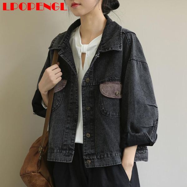 women's jackets spring autumn hedging ladies denim jacket 2021 fashion wild loose street style conventional single-breasted long sleeve, Black;brown
women's jackets spring autumn hedging ladies denim jacket 2021 fashion wild loose street style conventional single-breasted long sleeve, Black;brown