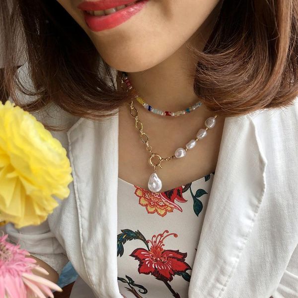 chains cute women jewelry gold plated choker metal chain necklace baroque pearl clavicle woman accessorice, Silver
chains cute women jewelry gold plated choker metal chain necklace baroque pearl clavicle woman accessorice, Silver