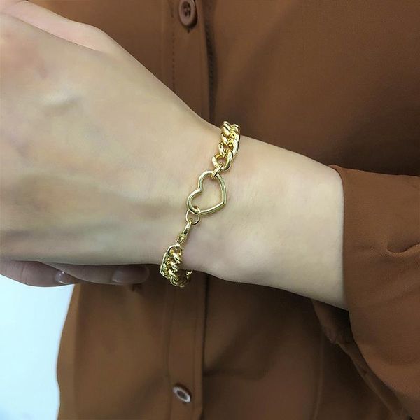 link, chain charming hollow out heart metal bracelet creative women's gold color hand accessories romantic party jewelry gift, Black
link, chain charming hollow out heart metal bracelet creative women's gold color hand accessories romantic party jewelry gift, Black