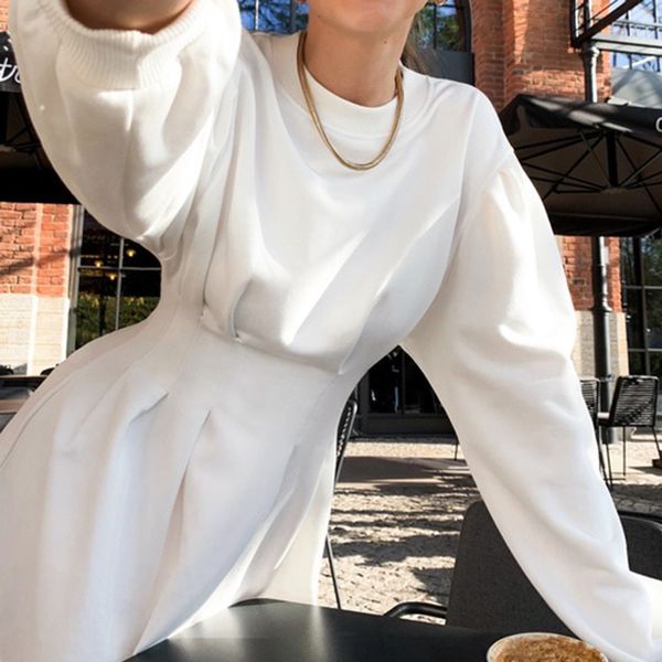women a line dress long sleeve casual fashion autumn pleated fitted waist solid white black clothing elegant dress 2021, Black;gray
women a line dress long sleeve casual fashion autumn pleated fitted waist solid white black clothing elegant dress 2021, Black;gray