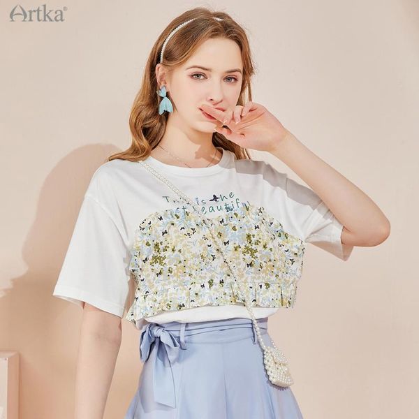 women's t-shirt artka 2021 summer women elegant chiffon patchwork letter print t-shirts short sleeve o-neck white ta25110x
women's t-shirt artka 2021 summer women elegant chiffon patchwork letter print t-shirts short sleeve o-neck white ta25110x