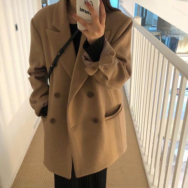 women's wool & blends 2021 autumn winter temperament vintage outerwear women fashionable clothing for ladies casual retro coat, Black
women's wool & blends 2021 autumn winter temperament vintage outerwear women fashionable clothing for ladies casual retro coat, Black