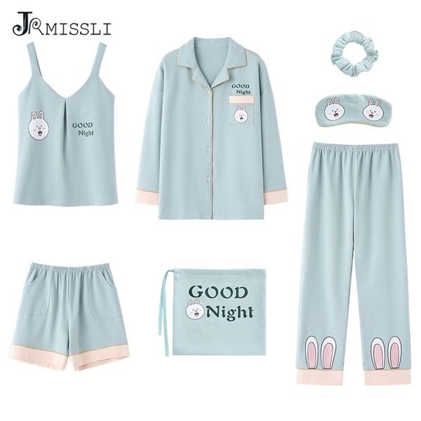 jrmissli womens pajamas sleepwear 7 piece autumn cotton women pijamas print ladies pyjamas home wear 201106, Black;red 
jrmissli womens pajamas sleepwear 7 piece autumn cotton women pijamas print ladies pyjamas home wear 201106, Black;red