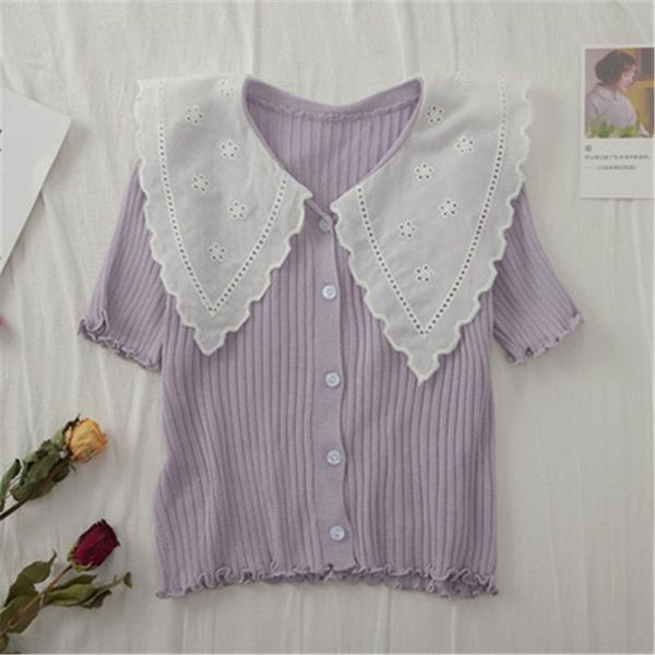 women's sweaters korean women knit turn down collar short-sleeved sweater 2021 summer style sweet slim solid fashion cardigans, White;black
women's sweaters korean women knit turn down collar short-sleeved sweater 2021 summer style sweet slim solid fashion cardigans, White;black