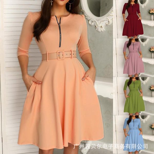 casual dresses 2021 european and american style chest zipper dress summer woman, Black;gray
casual dresses 2021 european and american style chest zipper dress summer woman, Black;gray