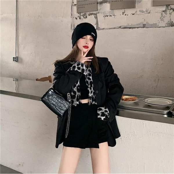 women's suits & blazers retro hong kong leopard pattern long sleeve shirt autumn loose coat design, White;black
women's suits & blazers retro hong kong leopard pattern long sleeve shirt autumn loose coat design, White;black