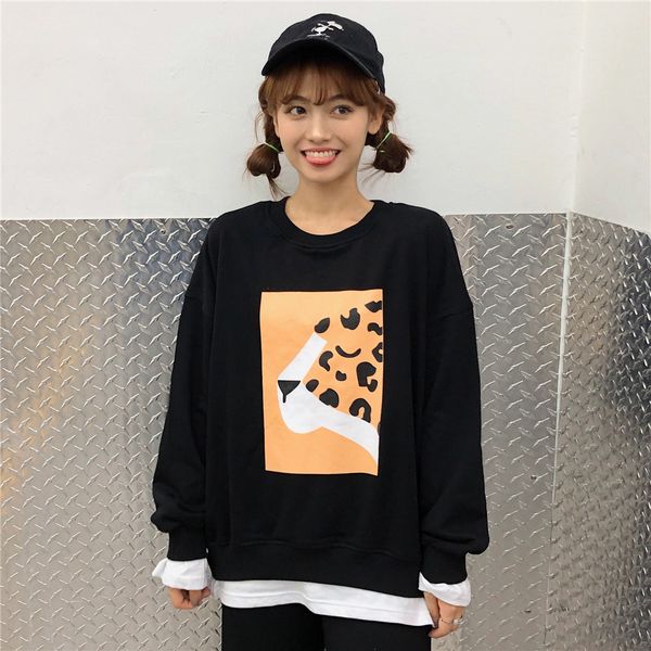 2021 new korean fake two sweet cartoon prints loose and thin autumn winter sweater women's top, Blue;black
2021 new korean fake two sweet cartoon prints loose and thin autumn winter sweater women's top, Blue;black