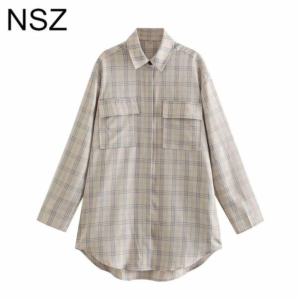 women's jackets nsz women oversized cotton plaid shirt coat 2021 checked overshirt long sleeve large size loose jacket female outwear s, Black;brown
women's jackets nsz women oversized cotton plaid shirt coat 2021 checked overshirt long sleeve large size loose jacket female outwear s, Black;brown