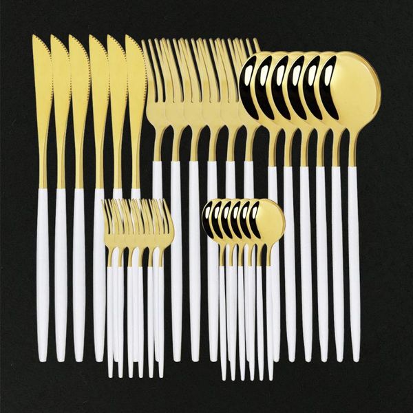 dinnerware sets 30pcs white gold cutlery set stainless steel golden tableware western spoon fork knife flatware
dinnerware sets 30pcs white gold cutlery set stainless steel golden tableware western spoon fork knife flatware