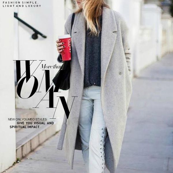 women's wool & blends women 2021 autumn winter fashion woolen coat ladies office casual solid loose long jacket outwear female elegant, Black
women's wool & blends women 2021 autumn winter fashion woolen coat ladies office casual solid loose long jacket outwear female elegant, Black