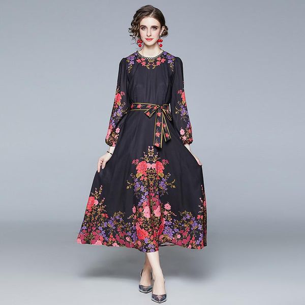 casual dresses jsxdhk runway designer autumn women dress elegant ladies flower print o neck lace up holiday maxi vintage black long, Black;gray
casual dresses jsxdhk runway designer autumn women dress elegant ladies flower print o neck lace up holiday maxi vintage black long, Black;gray
