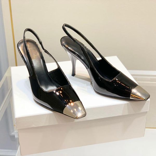 dress shoes metal square toe high heels 2021 women pumps party sandals patent leather summer slingback, Black
dress shoes metal square toe high heels 2021 women pumps party sandals patent leather summer slingback, Black