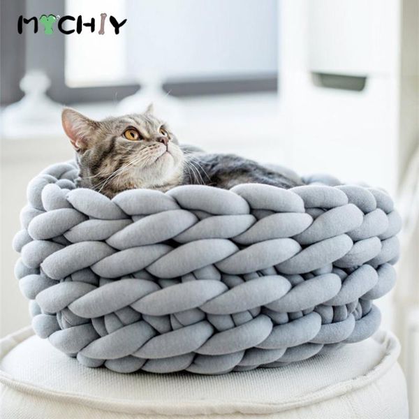cat beds & furniture 30/35/40/50cm diy hand-woven coarse wool cat's house pet nest winter cozy warm dog crochet chunky knitted kennel m 
cat beds & furniture 30/35/40/50cm diy hand-woven coarse wool cat's house pet nest winter cozy warm dog crochet chunky knitted kennel m