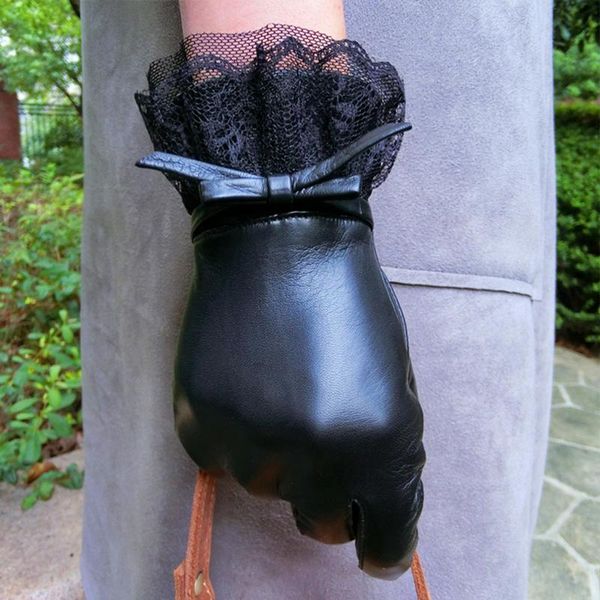 five fingers gloves elegant women lace genuine lambskin real leather sheepskin autumn and winter trendy female s2611, Blue;gray
five fingers gloves elegant women lace genuine lambskin real leather sheepskin autumn and winter trendy female s2611, Blue;gray