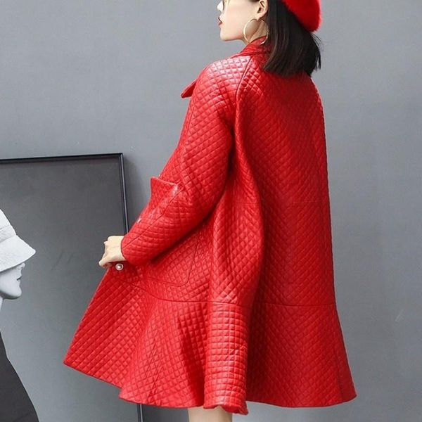 women's leather & faux real women sheepskin long coat sweet ruffle solid color loose a-line plaid jacket genuine windbreakers ol elegan, Black
women's leather & faux real women sheepskin long coat sweet ruffle solid color loose a-line plaid jacket genuine windbreakers ol elegan, Black
