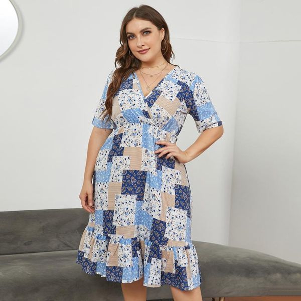 plus size dresses midi dress women 2021 summer v neck short sleeve plaid floral print ruffles casual high waist big, Black
plus size dresses midi dress women 2021 summer v neck short sleeve plaid floral print ruffles casual high waist big, Black