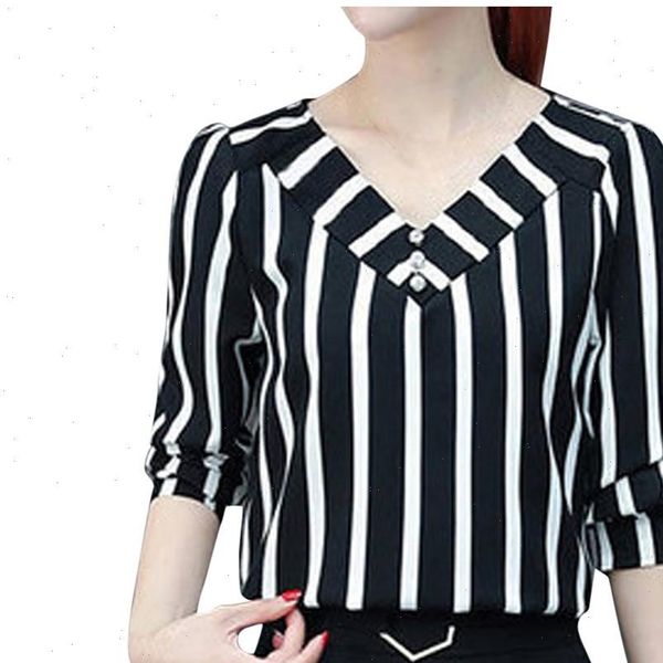 2021 newly blouses women three quarter sleeve leisure stripe office lady shirts plus size blouse femme clothing, White
2021 newly blouses women three quarter sleeve leisure stripe office lady shirts plus size blouse femme clothing, White