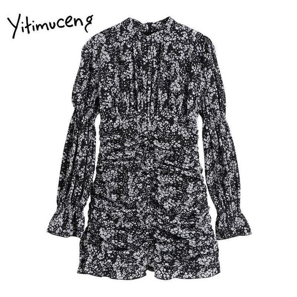yitimuceng puffed shoulder dresses for women floral print elegant bodycon dress spring summer folds party mini dress 210601, Black;gray
yitimuceng puffed shoulder dresses for women floral print elegant bodycon dress spring summer folds party mini dress 210601, Black;gray