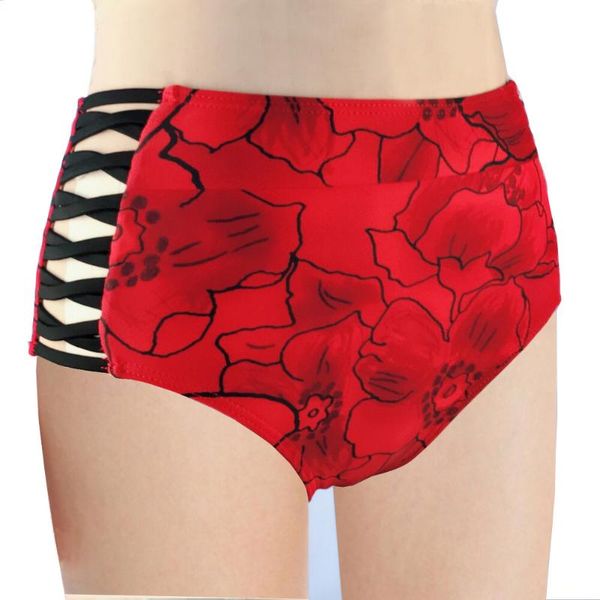 women's swimwear bikini solid trunks high waist swimming women beach print floral bottoms hollow side, White;black
women's swimwear bikini solid trunks high waist swimming women beach print floral bottoms hollow side, White;black