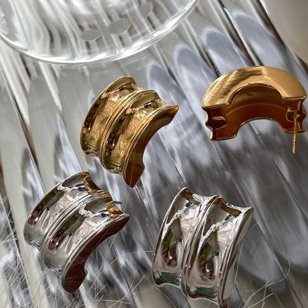 00ins twisted irregular metal round earrings wide version metal smooth cool earrings g8-7, Silver
00ins twisted irregular metal round earrings wide version metal smooth cool earrings g8-7, Silver