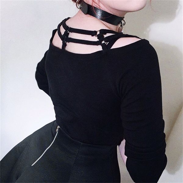 goth black t shirt women harajuku hollow out bodycon long sleeve t-shirts streetwear punk bandage basic, White
goth black t shirt women harajuku hollow out bodycon long sleeve t-shirts streetwear punk bandage basic, White
