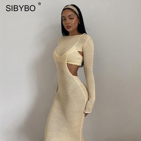 casual dresses sibybo 2021 fall knit maxi dress 2 pieces set women see through long sleeve elegant solid backless cut out vestidos, Black;gray
casual dresses sibybo 2021 fall knit maxi dress 2 pieces set women see through long sleeve elegant solid backless cut out vestidos, Black;gray