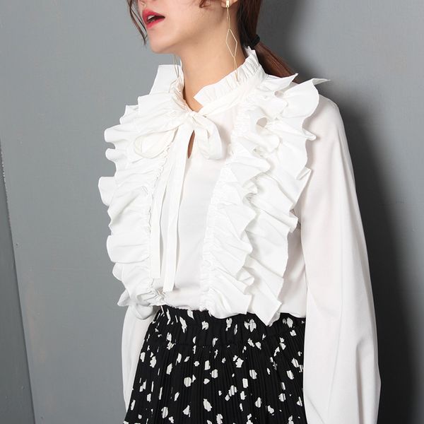 2021 new style autumn winter lace-up solid turtleneck pleated ruffles multi-layer flare sleeve bow chiffon shirt women blouse apvx, White;black
2021 new style autumn winter lace-up solid turtleneck pleated ruffles multi-layer flare sleeve bow chiffon shirt women blouse apvx, White;black