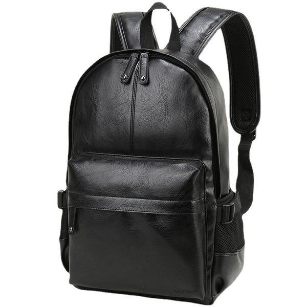backpack men leather school bag fashion waterproof travel casual book male