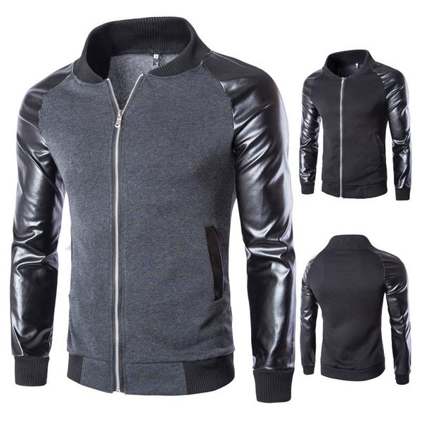 men's jackets men's sleeves spliced leather and metal zipper design casual jacket, Black;brown
men's jackets men's sleeves spliced leather and metal zipper design casual jacket, Black;brown