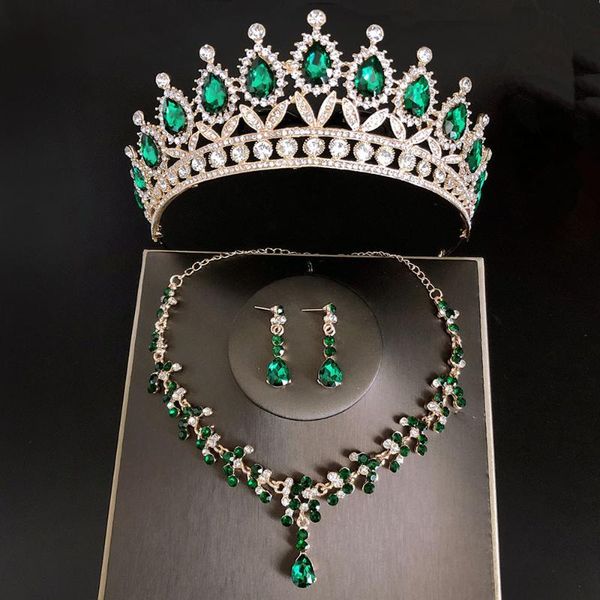 earrings & necklace diezi 4 colors baroque bridal crown tiaras for women wedding princess queen red green blue white crystal jewelry sets, Silver 
earrings & necklace diezi 4 colors baroque bridal crown tiaras for women wedding princess queen red green blue white crystal jewelry sets, Silver