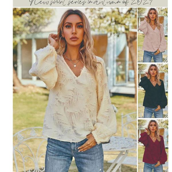 women's blouses & shirts fashion women long sleeve loose blouse 2021 autumn v-neck casual clothing chiffon solid color elegant ladies, White
women's blouses & shirts fashion women long sleeve loose blouse 2021 autumn v-neck casual clothing chiffon solid color elegant ladies, White