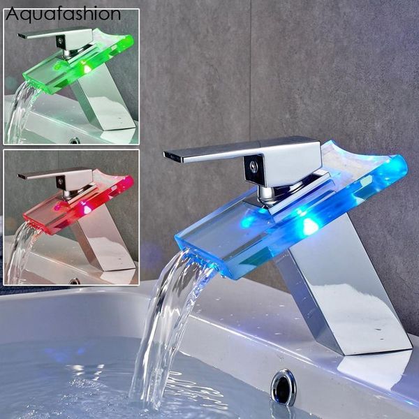 bathroom sink faucets led tap basin faucet brass chrome finished battery waterfall taps torneira 
bathroom sink faucets led tap basin faucet brass chrome finished battery waterfall taps torneira