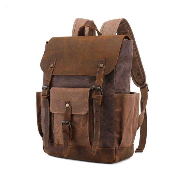 backpack crazy horse leather men's bag vintage oil wax canvas waterproof european and american travel rucksack
backpack crazy horse leather men's bag vintage oil wax canvas waterproof european and american travel rucksack